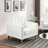 Mesa Tufted Vegan Leather Armchairs Set of 2 in Silver White