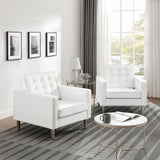 Mesa Tufted Vegan Leather Armchairs Set of 2 in Silver White