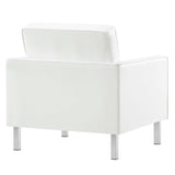 Mesa Tufted Vegan Leather Armchairs Set of 2 in Silver White