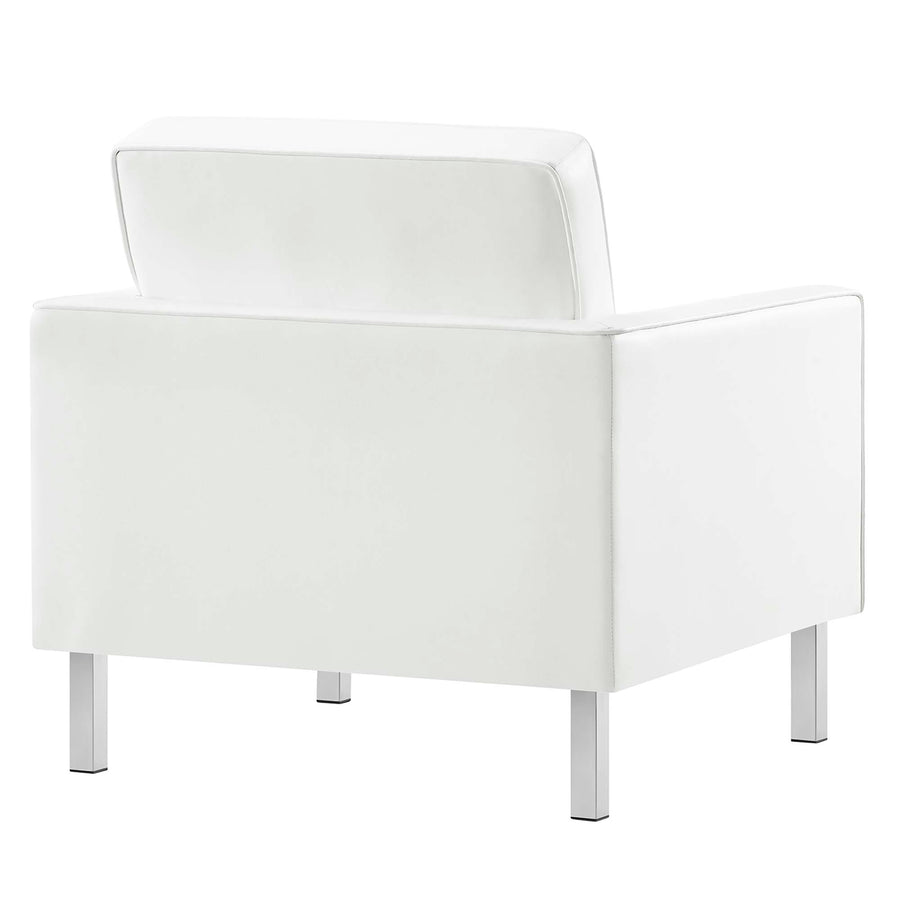 Mesa Tufted Vegan Leather Armchairs Set of 2 in Silver White