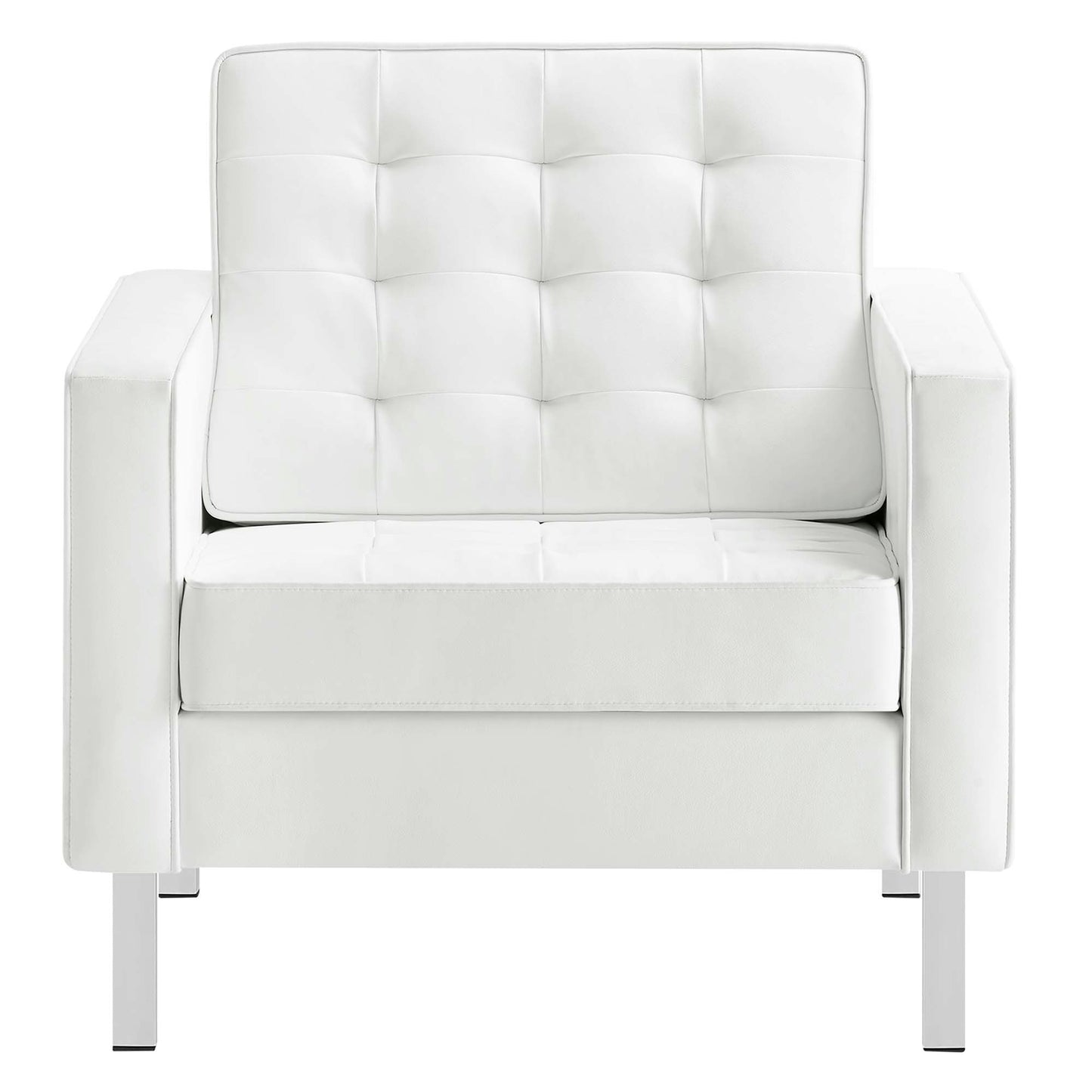 Loft Tufted Vegan Leather Armchairs Set of 2 by Furniture For America