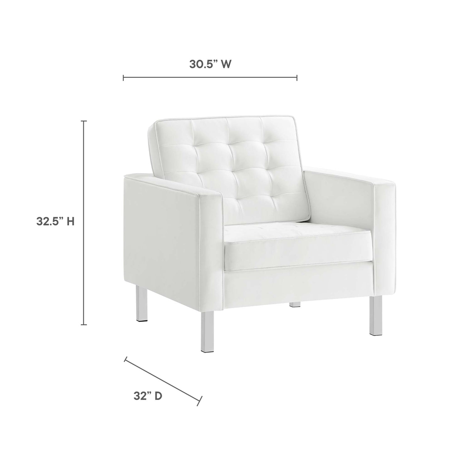 Loft Tufted Vegan Leather Armchairs Set of 2 by Furniture For America