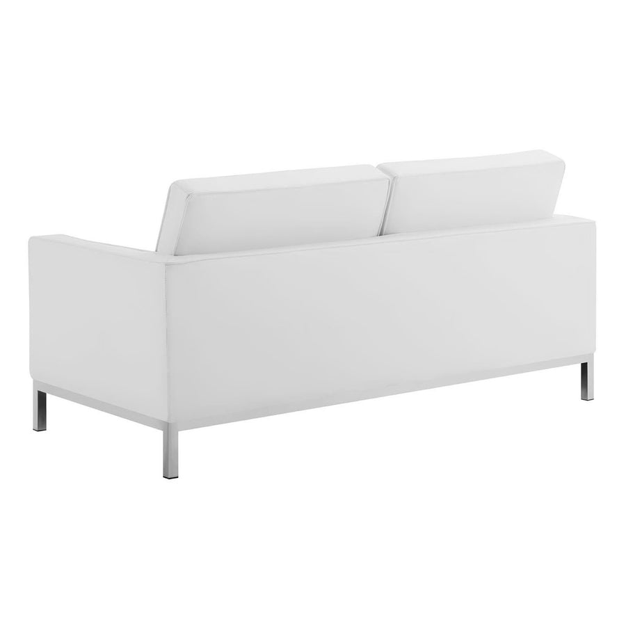 Mesa Tufted Upholstered Faux Leather Loveseat and Armchair Set in Silver White