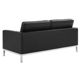Mesa 3 Piece Tufted Upholstered Faux Leather Set in Silver Black