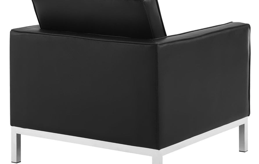 Mesa 3 Piece Tufted Upholstered Faux Leather Set in Silver Black