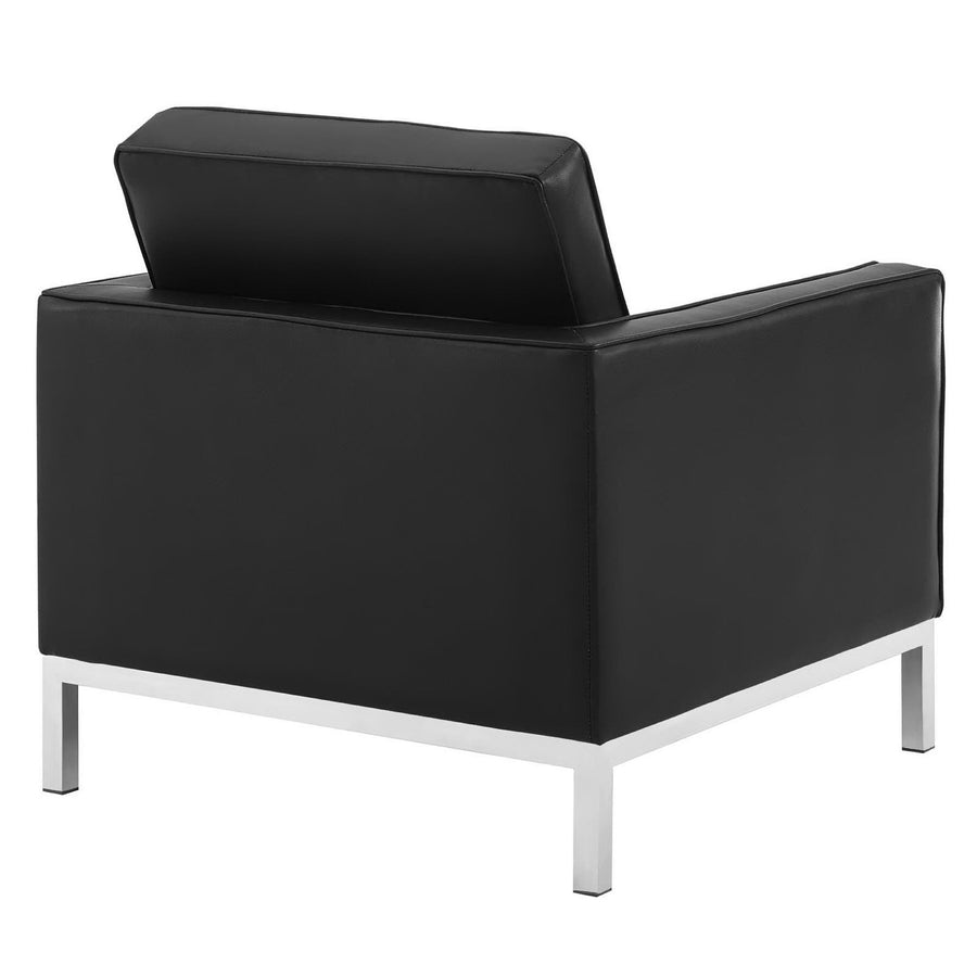Mesa 3 Piece Tufted Upholstered Faux Leather Set in Silver Black