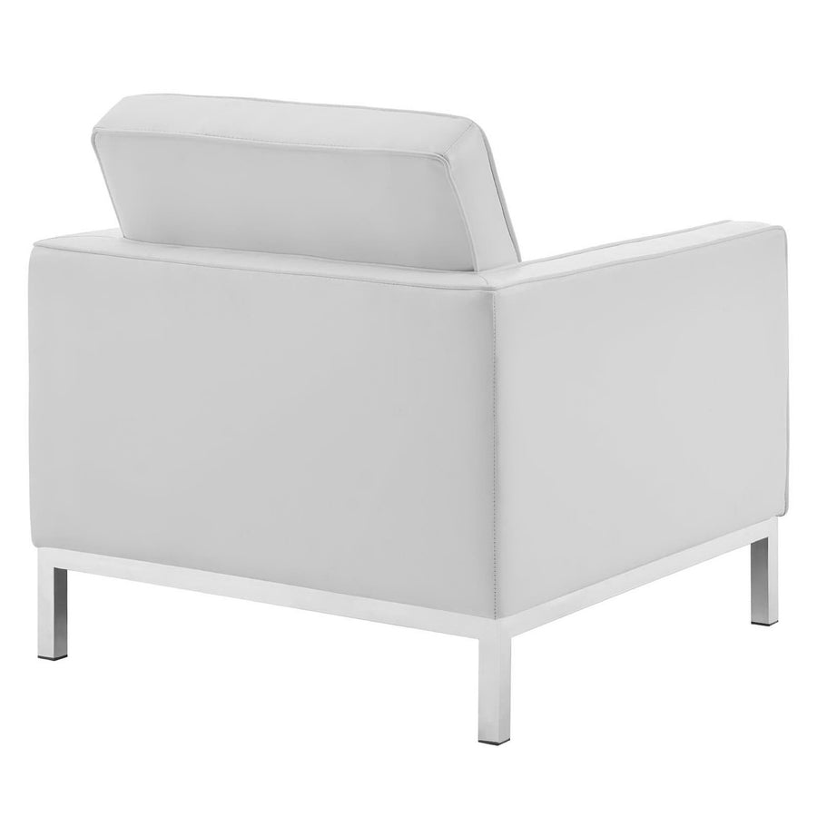 Mesa 3 Piece Tufted Upholstered Faux Leather Set in Silver White
