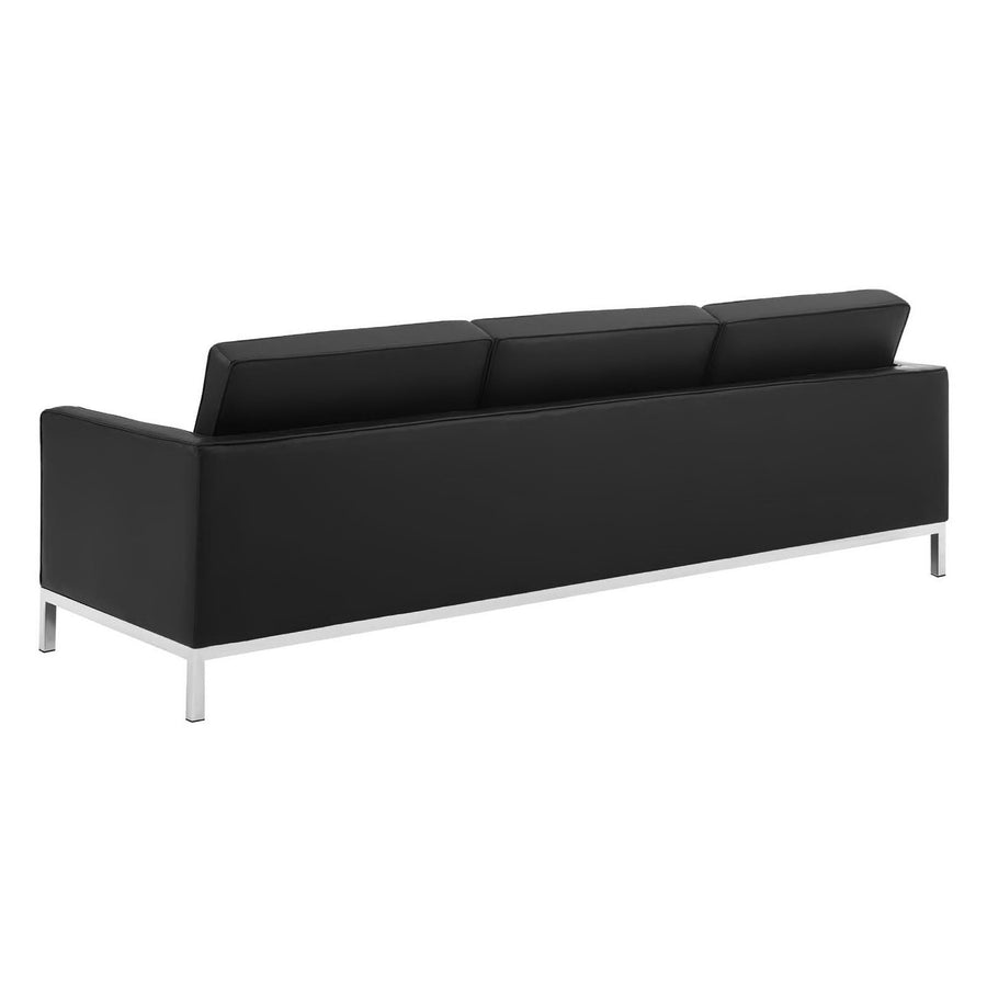 Mesa Tufted Upholstered Faux Leather Sofa and Armchair Set in Silver Black