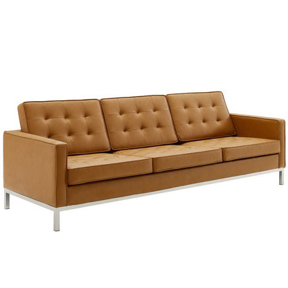 Loft Tufted Upholstered Faux Leather Sofa and Armchair Set by Furniture For America