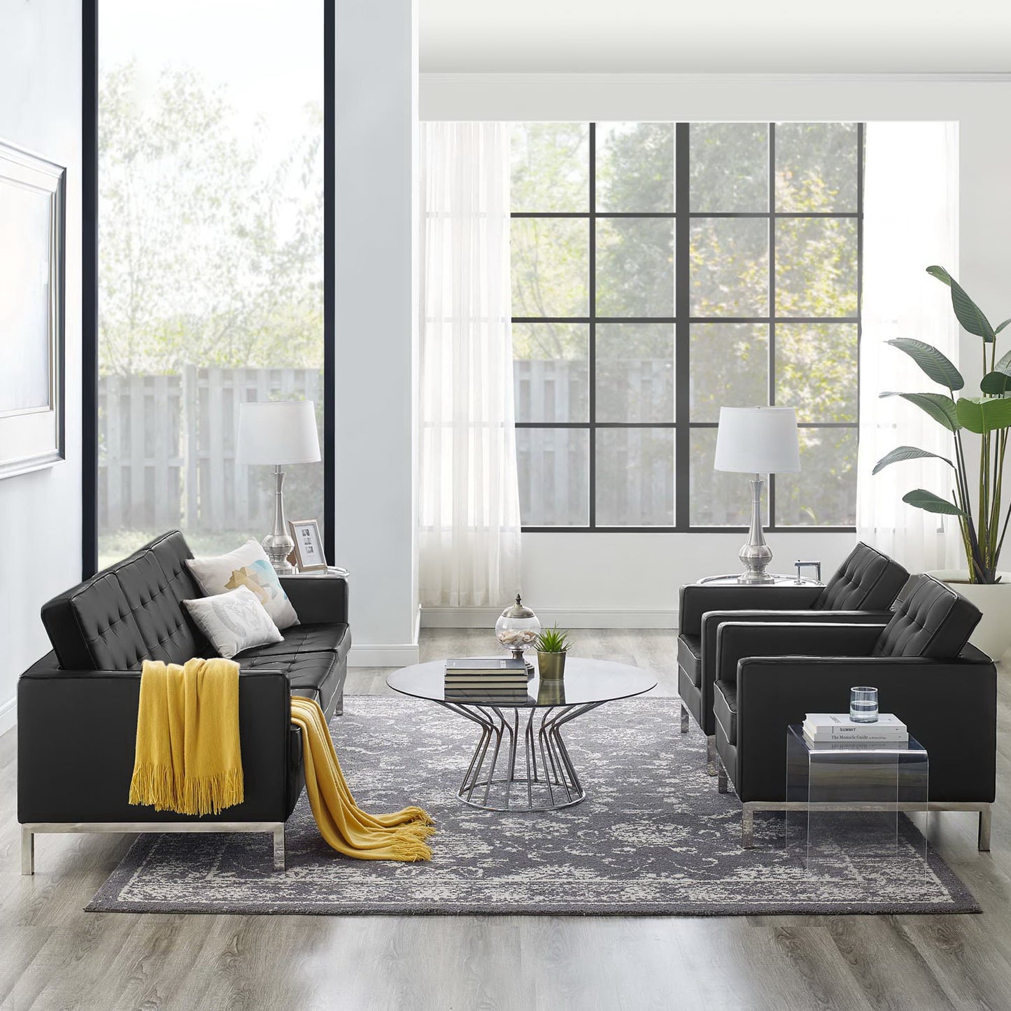 Loft 3-Piece Tufted Vegan Leather Furniture Set by Furniture For America