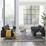 Mesa 3-Piece Tufted Vegan Leather Furniture Set in Silver Black