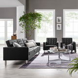 Mesa 3-Piece Tufted Vegan Leather Furniture Set in Silver Black