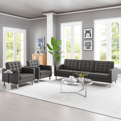 Loft 3-Piece Tufted Vegan Leather Furniture Set by Furniture For America