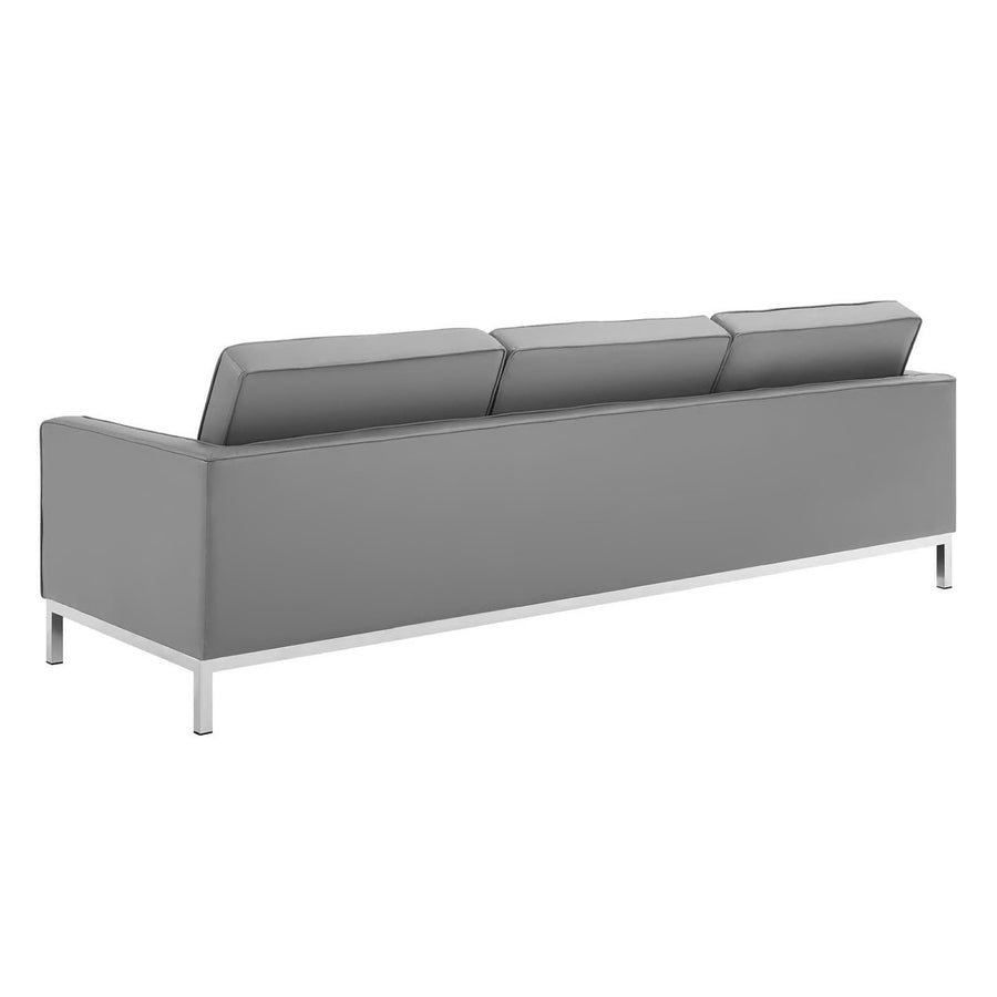 Mesa 3-Piece Tufted Vegan Leather Furniture Set in Silver Gray