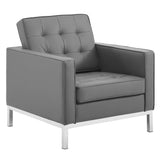 Mesa 3-Piece Tufted Vegan Leather Furniture Set in Silver Gray