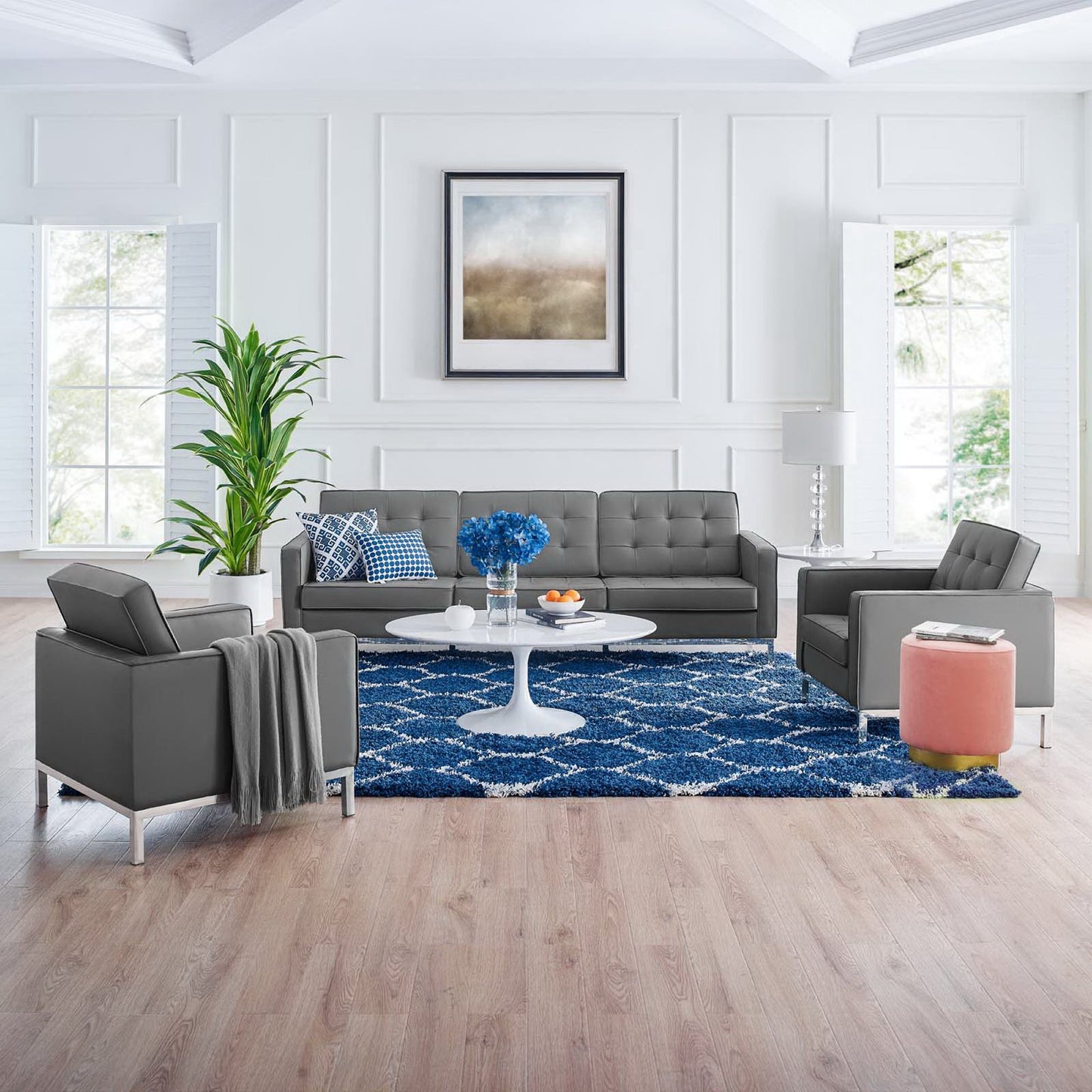 Loft 3-Piece Tufted Vegan Leather Furniture Set by Furniture For America