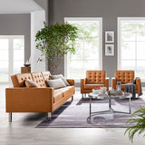 Mesa 3-Piece Tufted Vegan Leather Furniture Set in Silver Tan