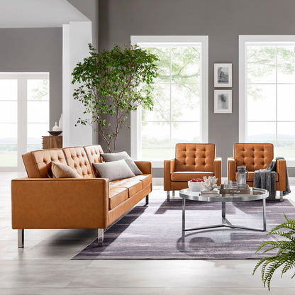 Loft 3-Piece Tufted Vegan Leather Furniture Set by Furniture For America