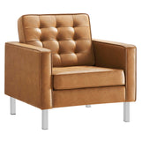 Mesa 3-Piece Tufted Vegan Leather Furniture Set in Silver Tan