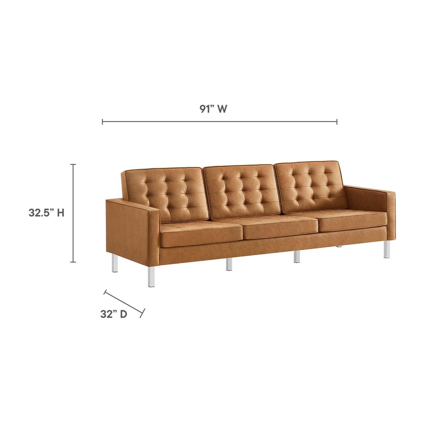 Loft 3-Piece Tufted Vegan Leather Furniture Set by Furniture For America