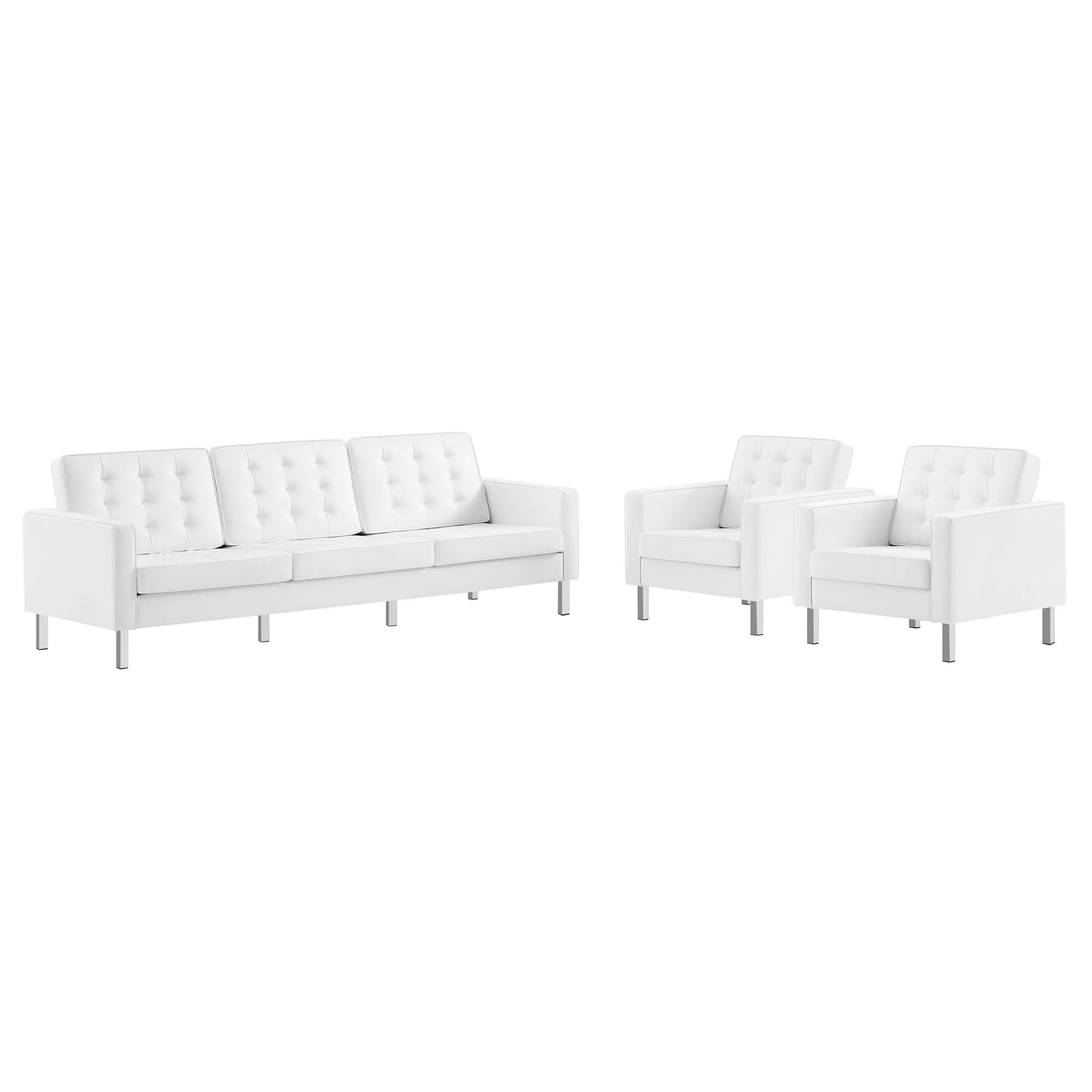 Loft 3-Piece Tufted Vegan Leather Furniture Set by Furniture For America