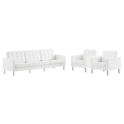 Loft 3-Piece Tufted Vegan Leather Furniture Set by Furniture For America