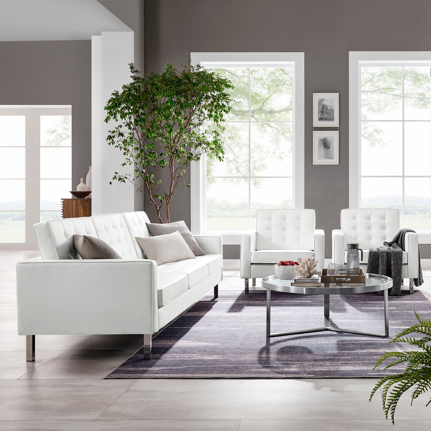 Loft 3-Piece Tufted Vegan Leather Furniture Set by Furniture For America