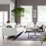 Mesa 3-Piece Tufted Vegan Leather Furniture Set in Silver White