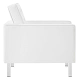 Mesa 3-Piece Tufted Vegan Leather Furniture Set in Silver White