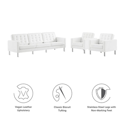 Loft 3-Piece Tufted Vegan Leather Furniture Set by Furniture For America