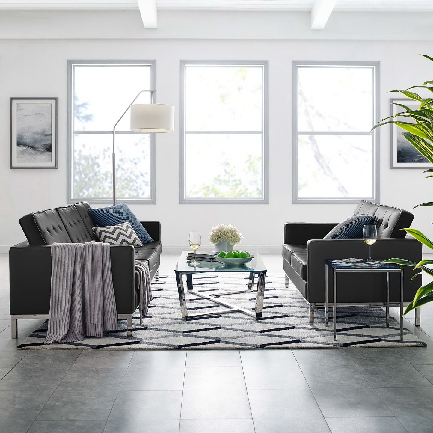 Loft 2-Piece Tufted Vegan Leather Furniture Set by Furniture For America