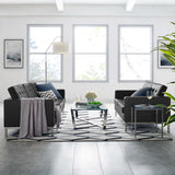 Mesa 2-Piece Tufted Vegan Leather Furniture Set in Silver Black