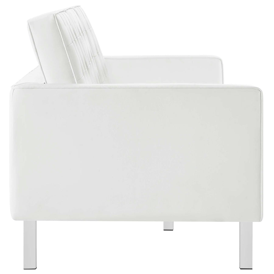 Mesa 2-Piece Tufted Vegan Leather Furniture Set in Silver White