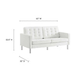 Mesa 2-Piece Tufted Vegan Leather Furniture Set in Silver White