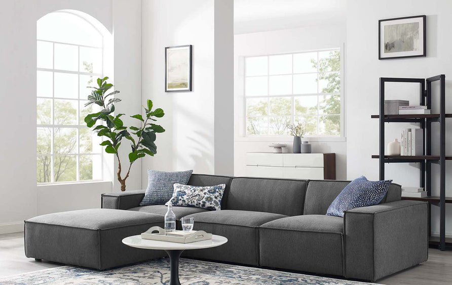 Atlas 4-Piece Sectional Sofa in Charcoal