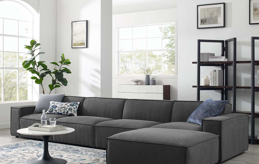 Atlas 5-Piece Sectional Sofa in Charcoal