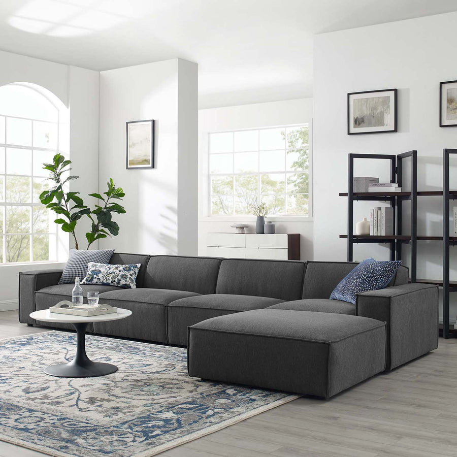 Atlas 5-Piece Sectional Sofa in Charcoal