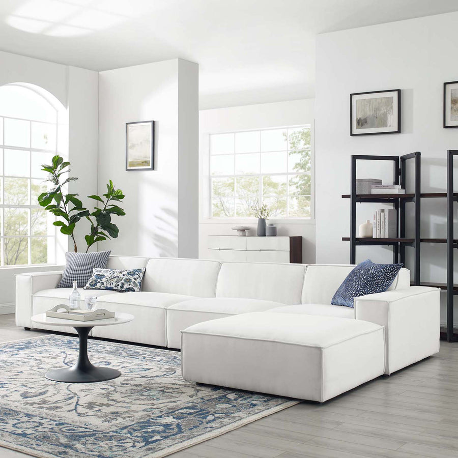 Atlas 5-Piece Sectional Sofa in White