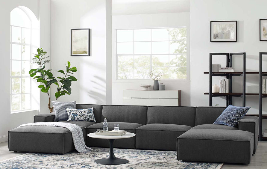 Atlas 6-Piece Sectional Sofa in Charcoal