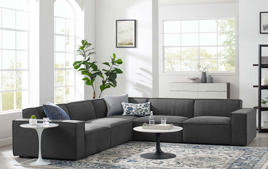 Atlas 5-Piece Sectional Sofa in Charcoal