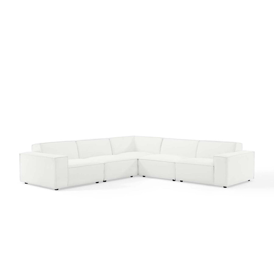 Atlas 5-Piece Sectional Sofa in White
