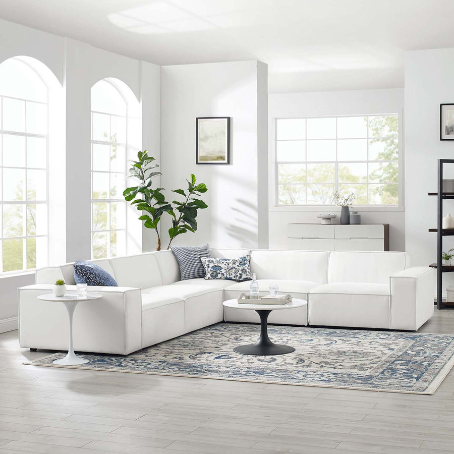 Atlas 5-Piece Sectional Sofa in White