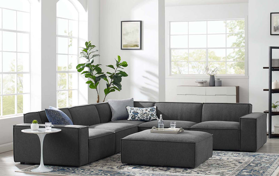 Atlas 6-Piece Sectional Sofa in Charcoal