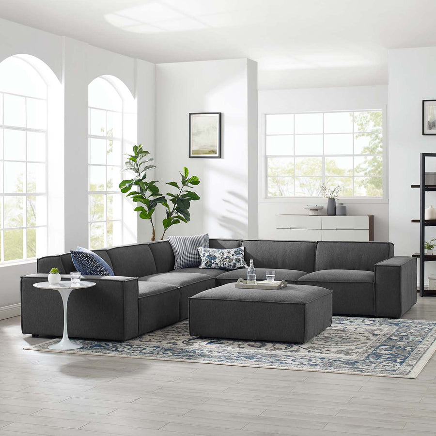 Atlas 6-Piece Sectional Sofa in Charcoal