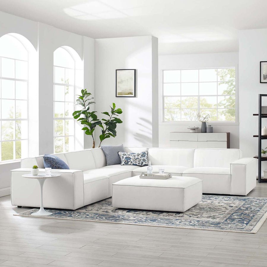 Atlas 6-Piece Sectional Sofa in White