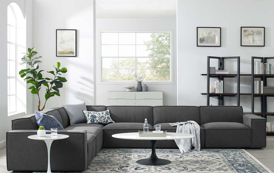 Atlas 6-Piece Sectional Sofa in Charcoal