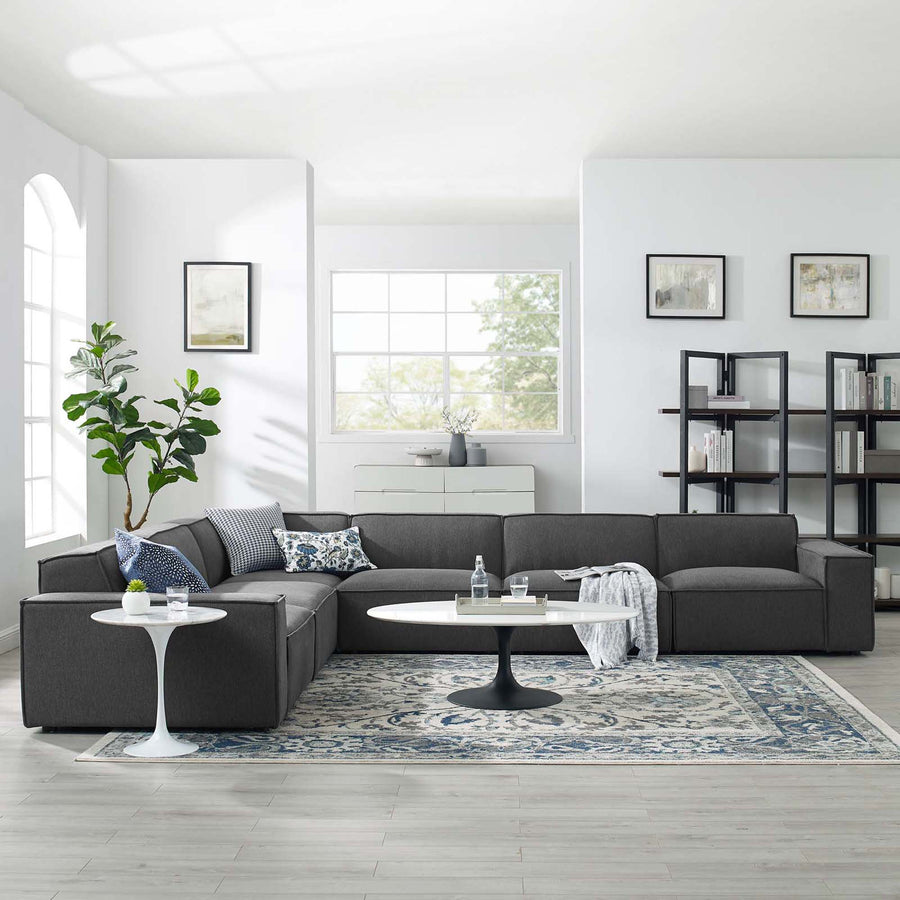 Atlas 6-Piece Sectional Sofa in Charcoal