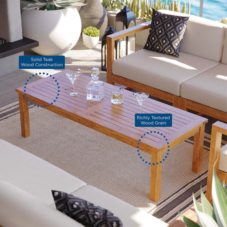 Cedar Outdoor Patio Teak Wood Coffee Table in Natural