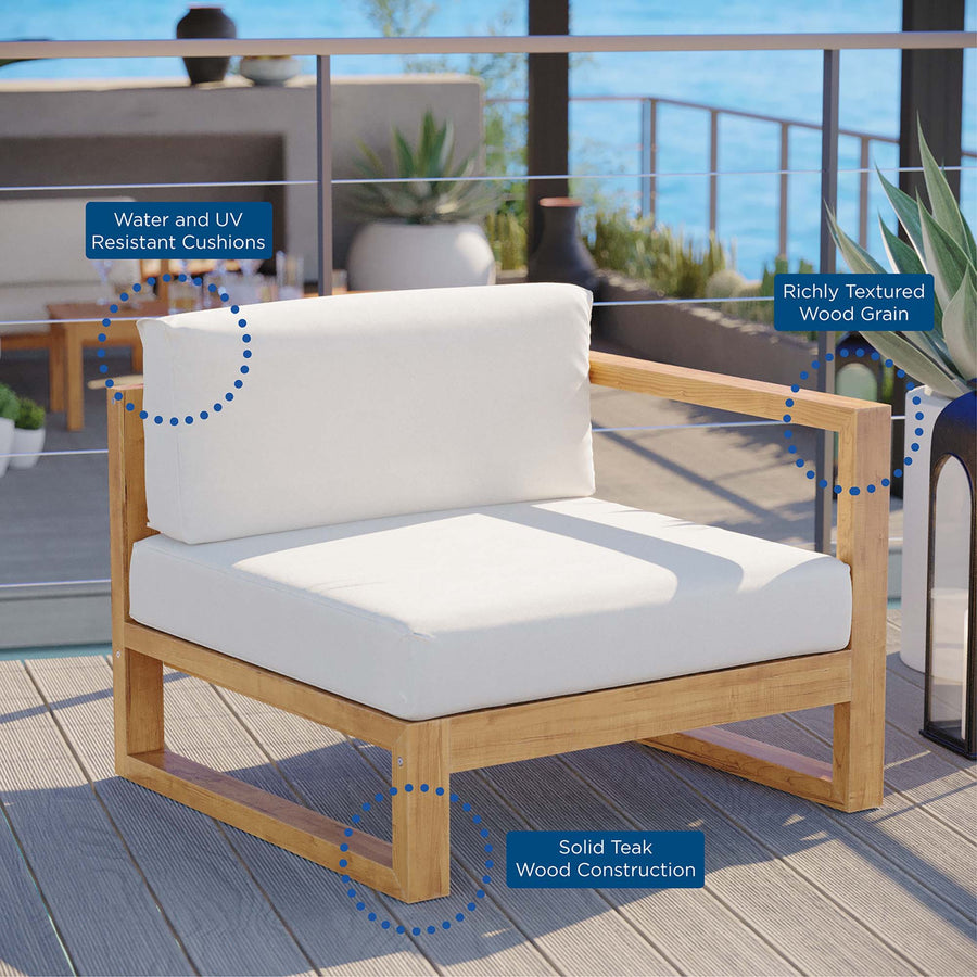 Cedar Outdoor Patio Right-Arm Chair in Natural White