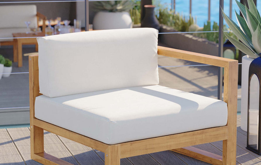 Cedar Outdoor Patio Right-Arm Chair in Natural White